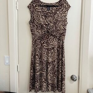 Jones New York Paisley Dress 16‎ Twist Front Ornate Career Chic Timeless Classic